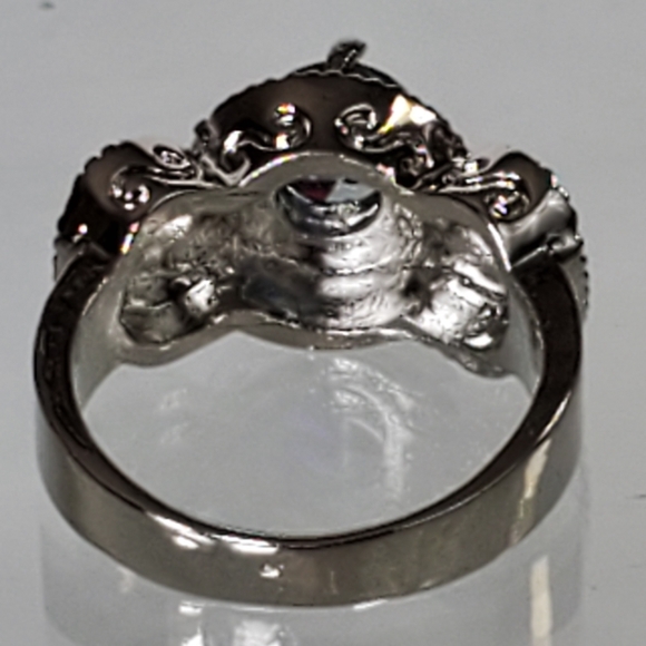 Silver Blue Vintage Inspired Cocktail Ring Valentines Day - Picture 7 of 9